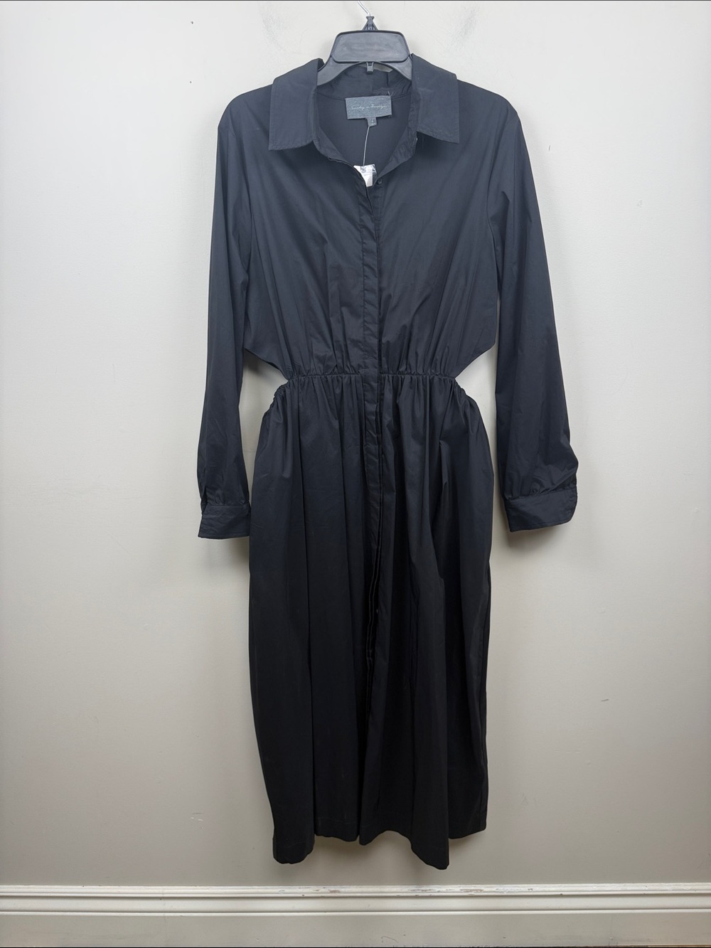 Anthropologie Sunday in Brooklyn Classic Black  cut our Shirt Dress large - Picture 2 of 13